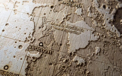 Topographic Map of the Moon showing the landing site of Apollo 11 in Mare Tranquillitatis by Robin Hanhart