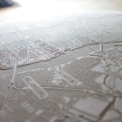 Laser engraved paper city map of New York - Engraving Detail 3