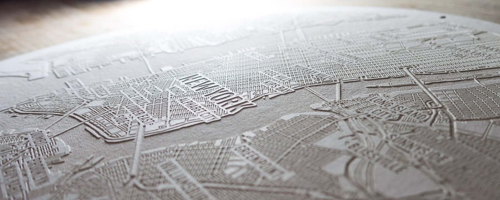 Laser Paper engraving of the map of New York City.