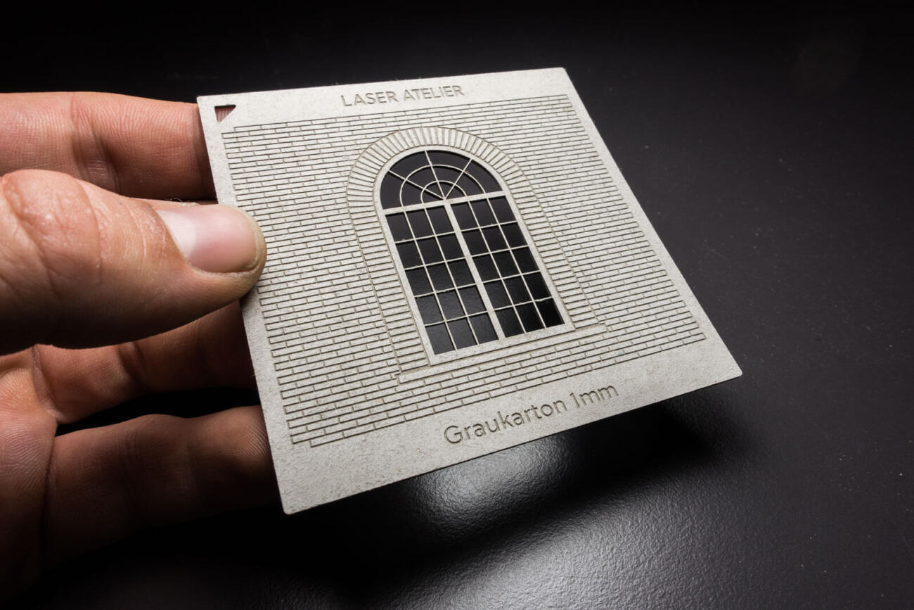 Material Muster für Architektur Modelle - Lasergravur in Graukarton 1mm
