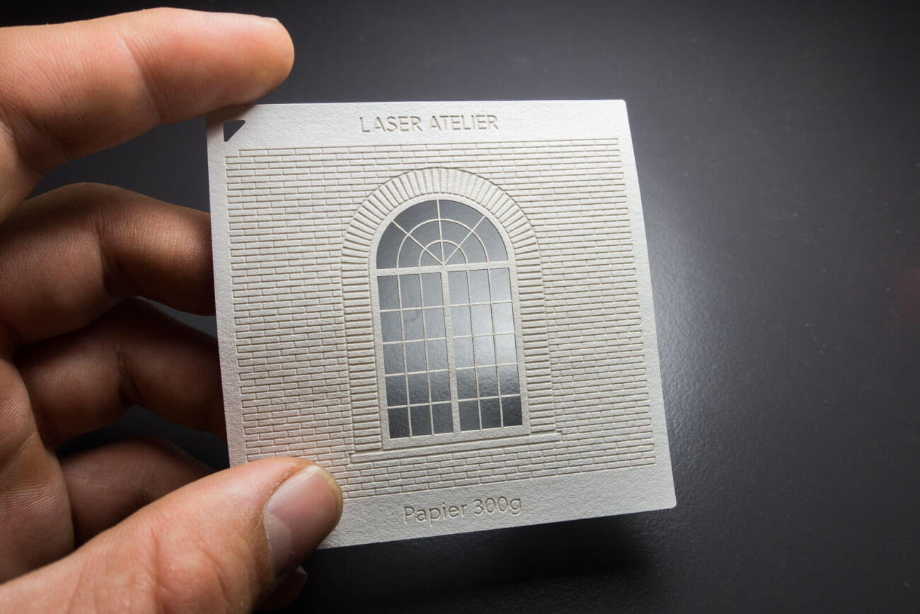 Material sample for architectural models - laser engraving in white paper