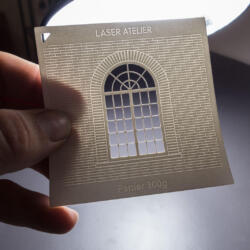 Material sample for architectural models - laser engraving in white paper