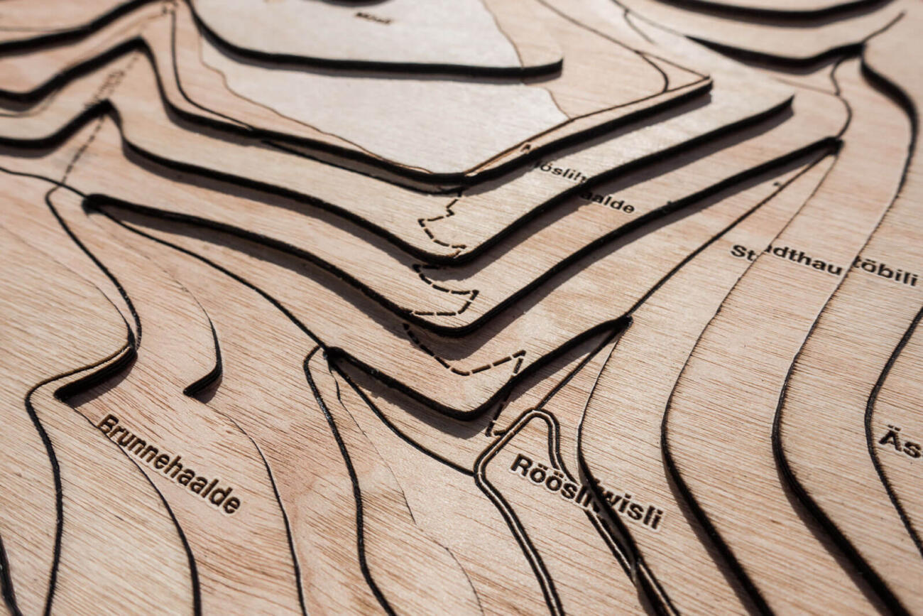 Topographical map of Hemmental, Schaffhausen - Lasercut and engraving detail